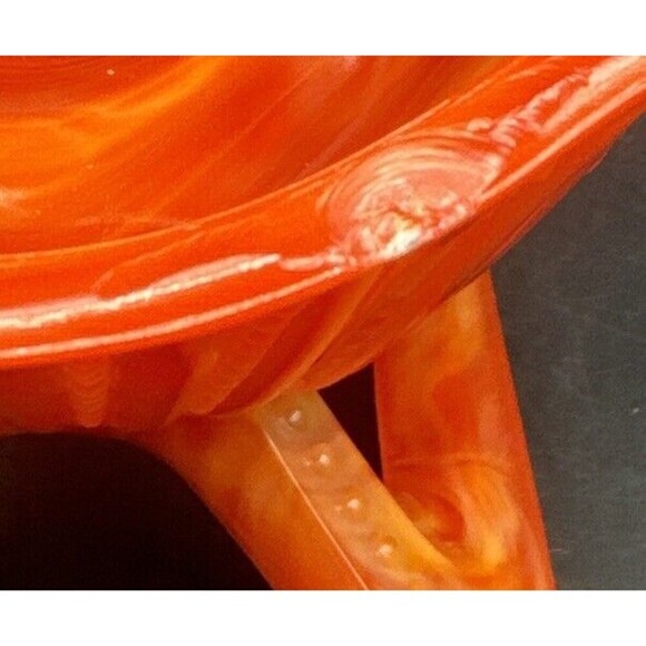 VTG Westmoreland Amberina Red Orange Slag Glass Open Sleigh 9” Glows - Picture 5 of 11